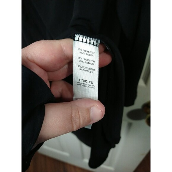 Chicos Black Keyhole Neck Hi Low Hemline. Size 3/L - Picture 7 of 11